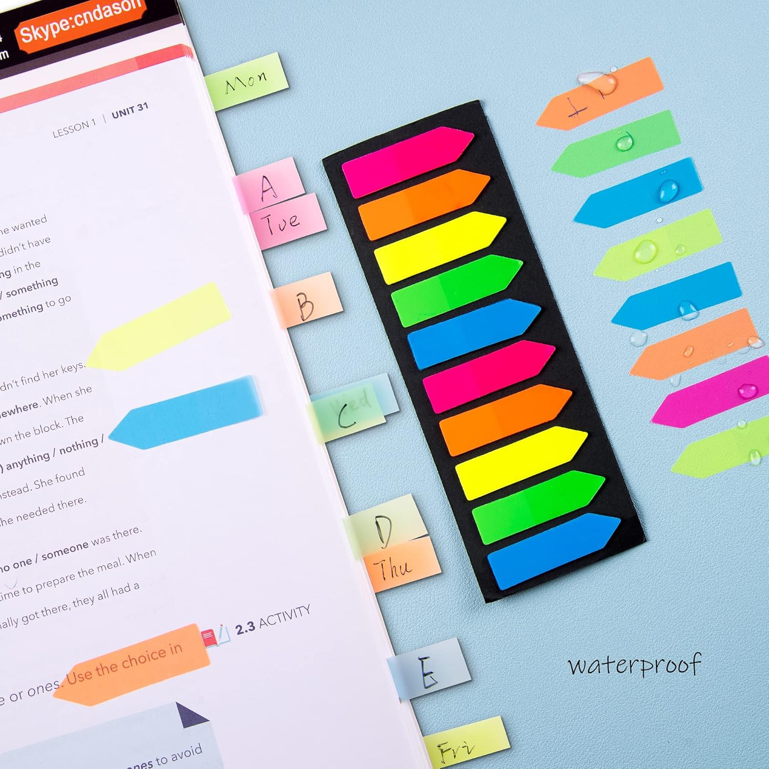 1200 Pcs Arrow Flag Sticky Tabs Page Markers Index Bookmarks 10 Colors PET