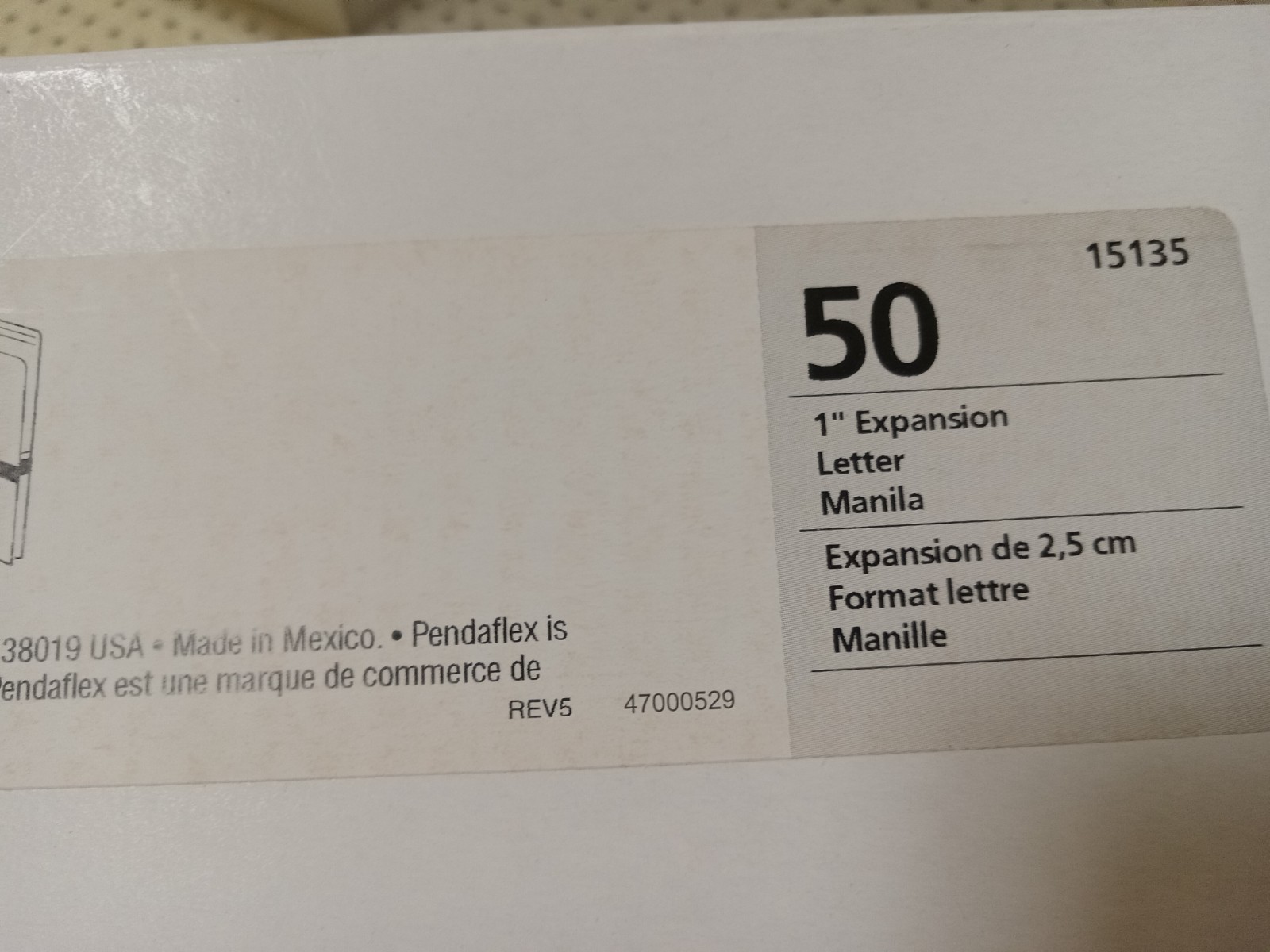 50 Count Pendaflex Expanding Vertical File Pocket 1″ (pfx-15135) (pfx15135)