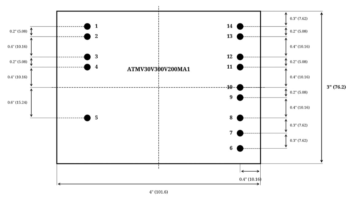 ATMV30V300V200MA1 Isolated DC-DC Power Module 30V Input 300V 200mA Output