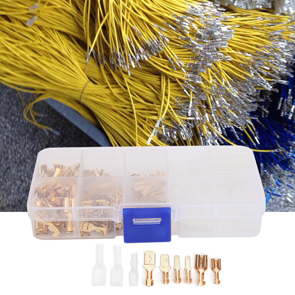 180Pcs Electrical Wire Cable Terminal Connector Golden Insert Spring With Cover