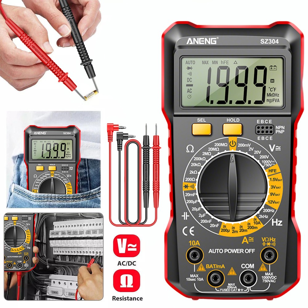 Portable Digital Multimeter AC DC Voltmeter Ammeter Ohmmeter Volt Tester Meter