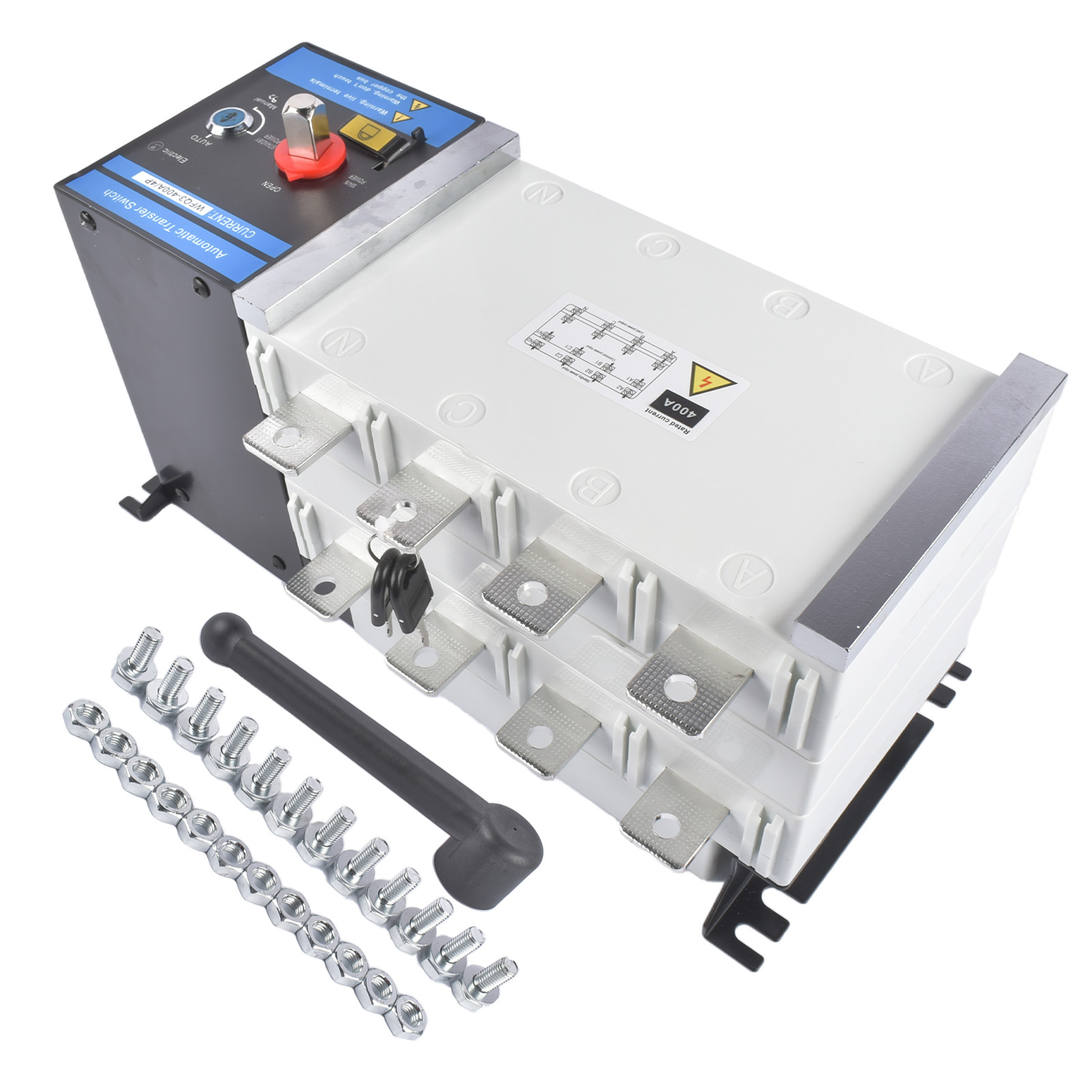 Industrial Automatic Transfer Switch 4P 400A 110V or 220V Auto or Manual Mode