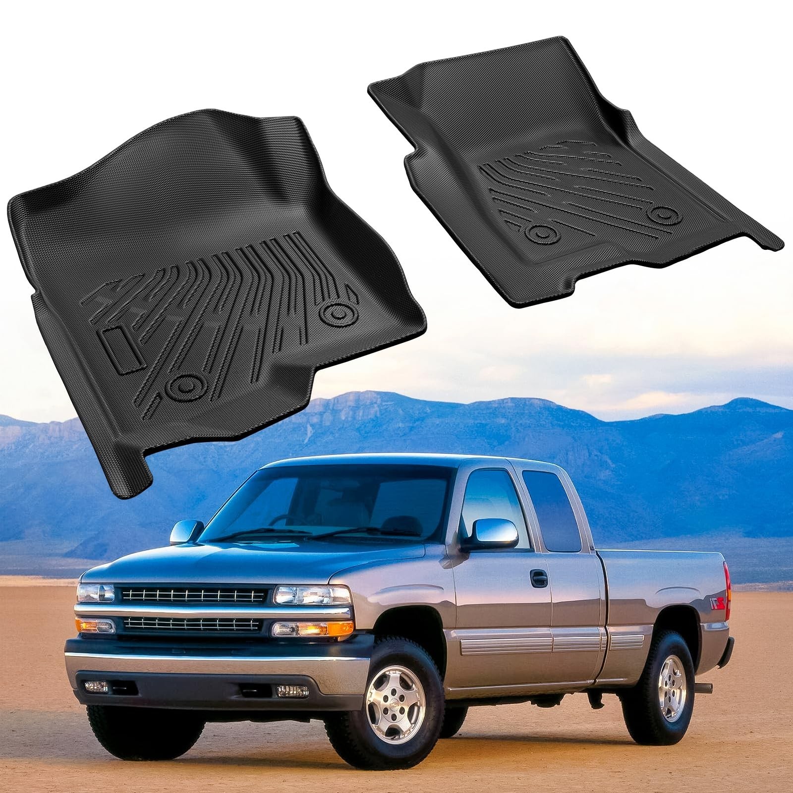 1999-2006 Only Crew Cab/Extended Cab All Weather Floor Mats for Chevy Silvera…
