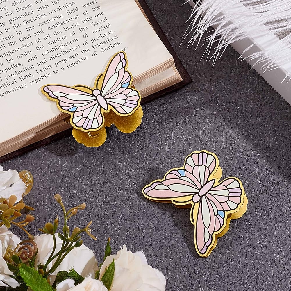 2.05 x 1.71 x 0.8 inch(5.2 x 4.35 x 2.05cm), 2pcs Gold Pink Butterfly