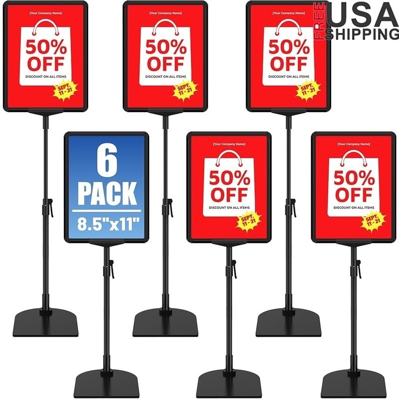 6Pack Sign Stand for Display 8.5×11 Adjustable Poster Stand for Table Top &Floor