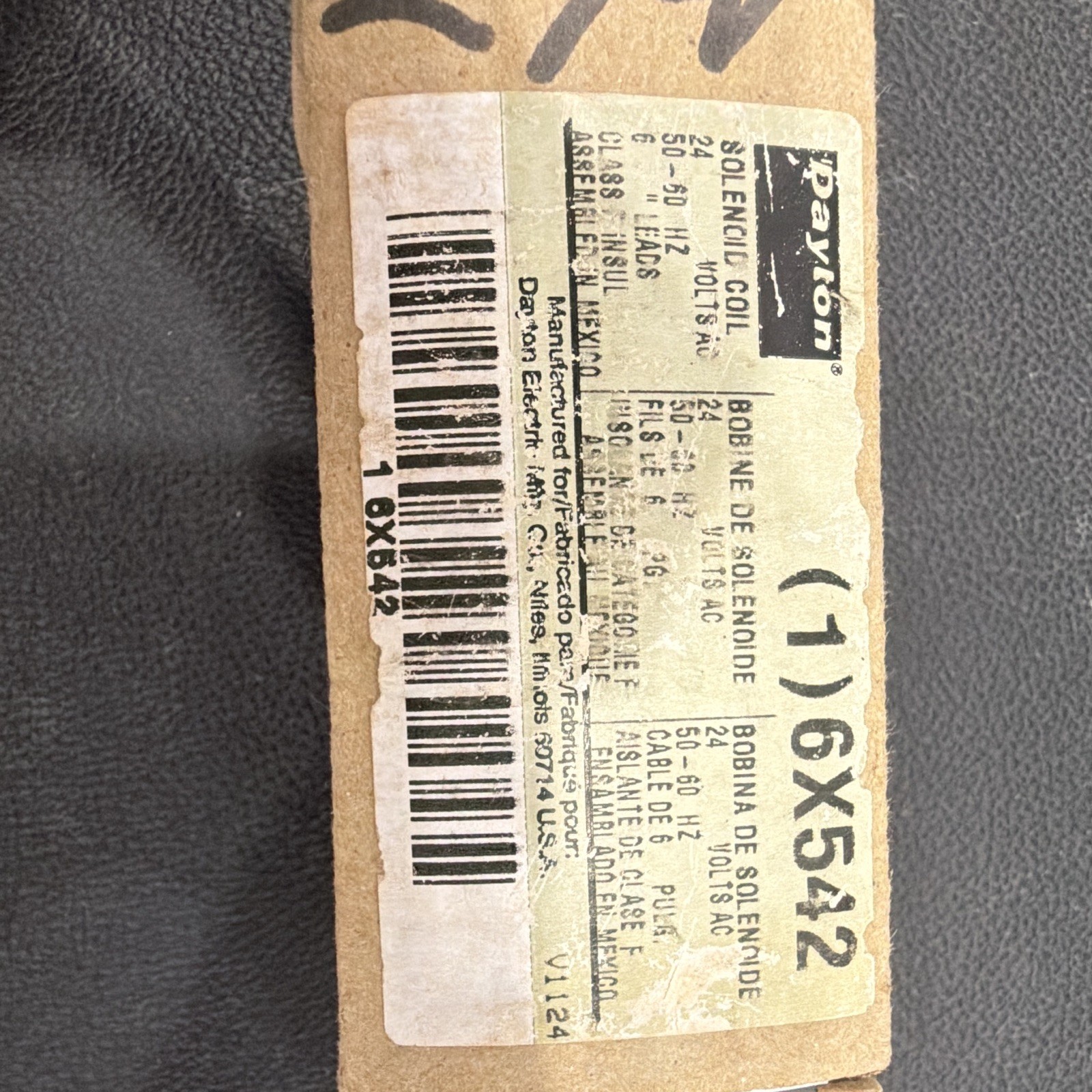Dayton 6X542 Solenoid Valve Coil 24V 50-60Hz
