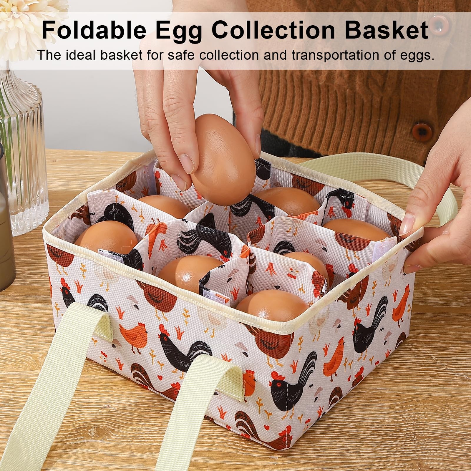 Egg Collecting Basket Wire Chicken Farm Poultry Gathering Holder 9 Pouch