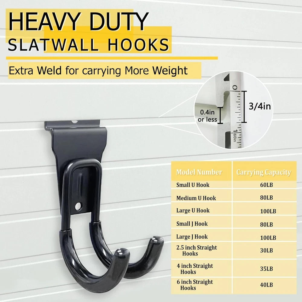 Slatwall Accessories 22 Pack Heavy Duty Steel Slatwall Hooks Garage Tool Hangers