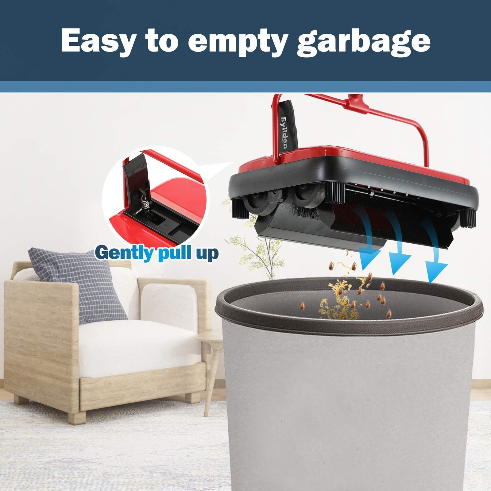 Eyliden Carpet Sweeper, Mini Size Lightweight Hand Push – No Noise, Non-Elect…