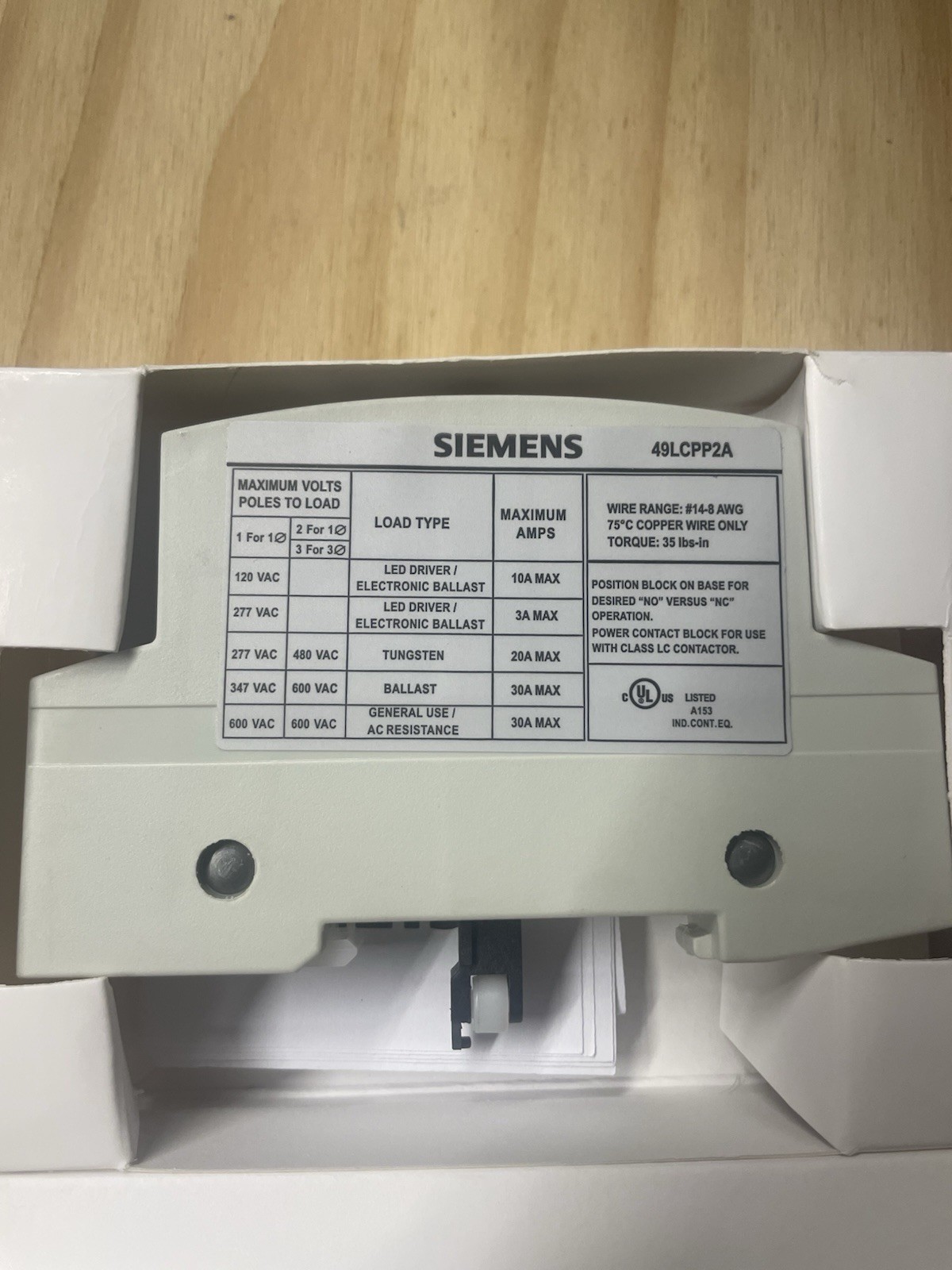 Siemens 49LCPP2A Lighting Contactor 2-Pole 30A Power Pole Box
