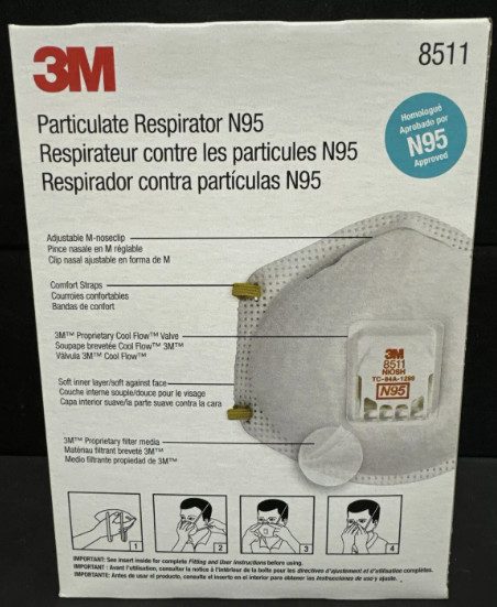 3M 8511 N95 Particulate Respirator Face Mask (this listing is for 10-masks)
