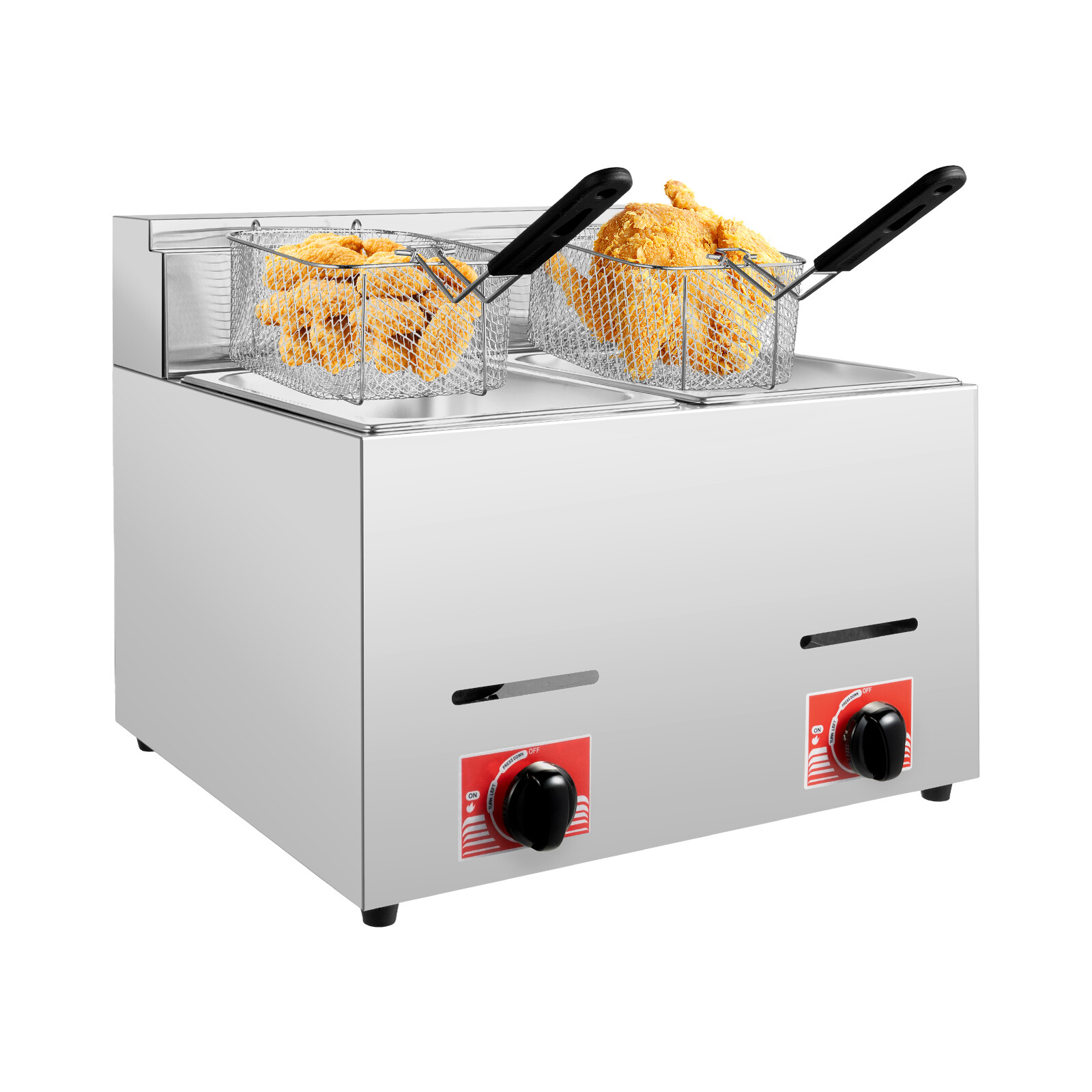 12L Commercial Propane Deep Fryer Countertop Gas Fryer & 2Baskets LPG + 2 Lids