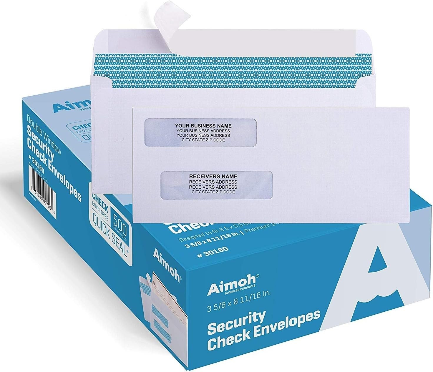 Double Window Security Envelopes – 500 Count, Perfect Size for Business Checks
