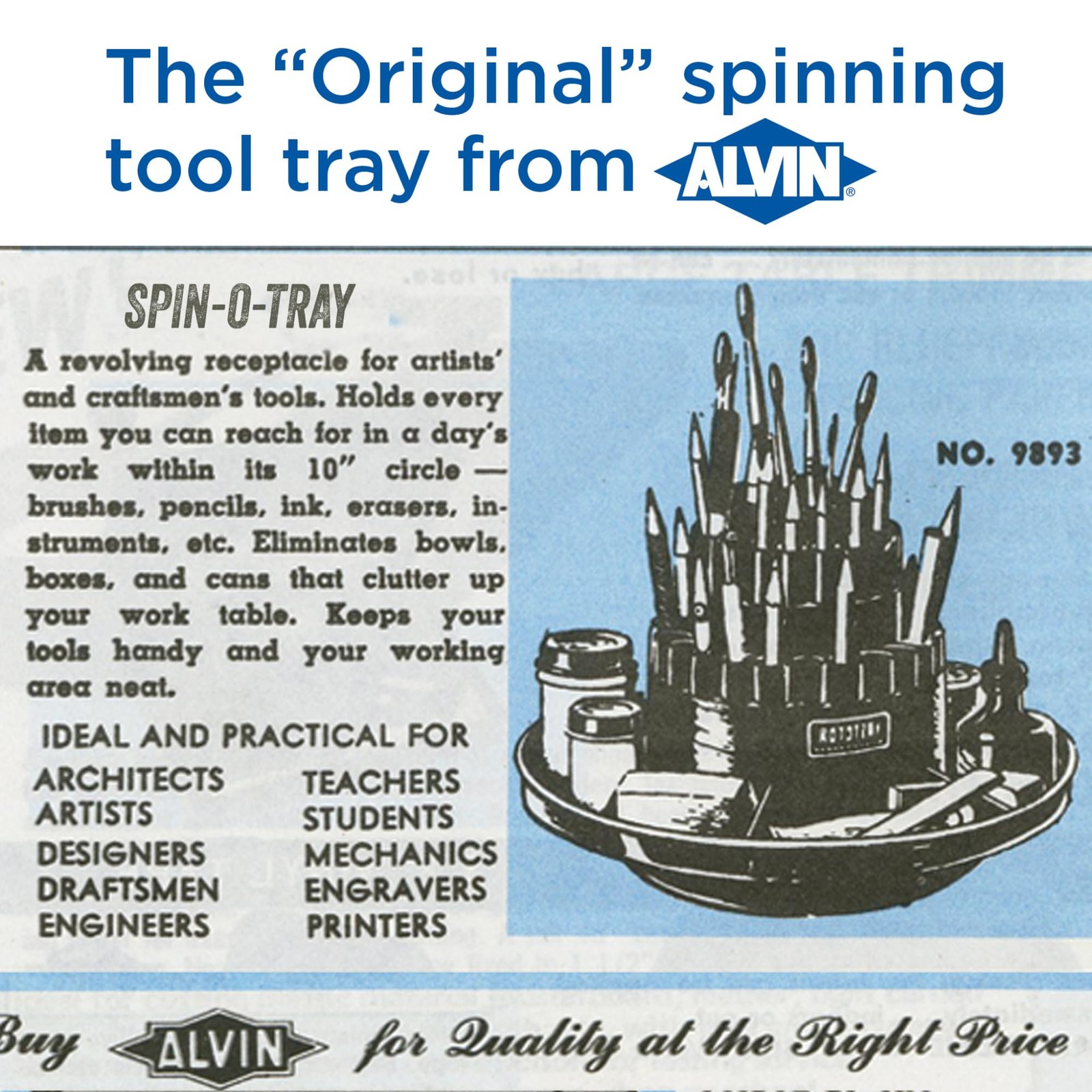 Alvin Spin-O-Tray 9893-1 Rotating Desktop Receptacle Art Drafting And Design