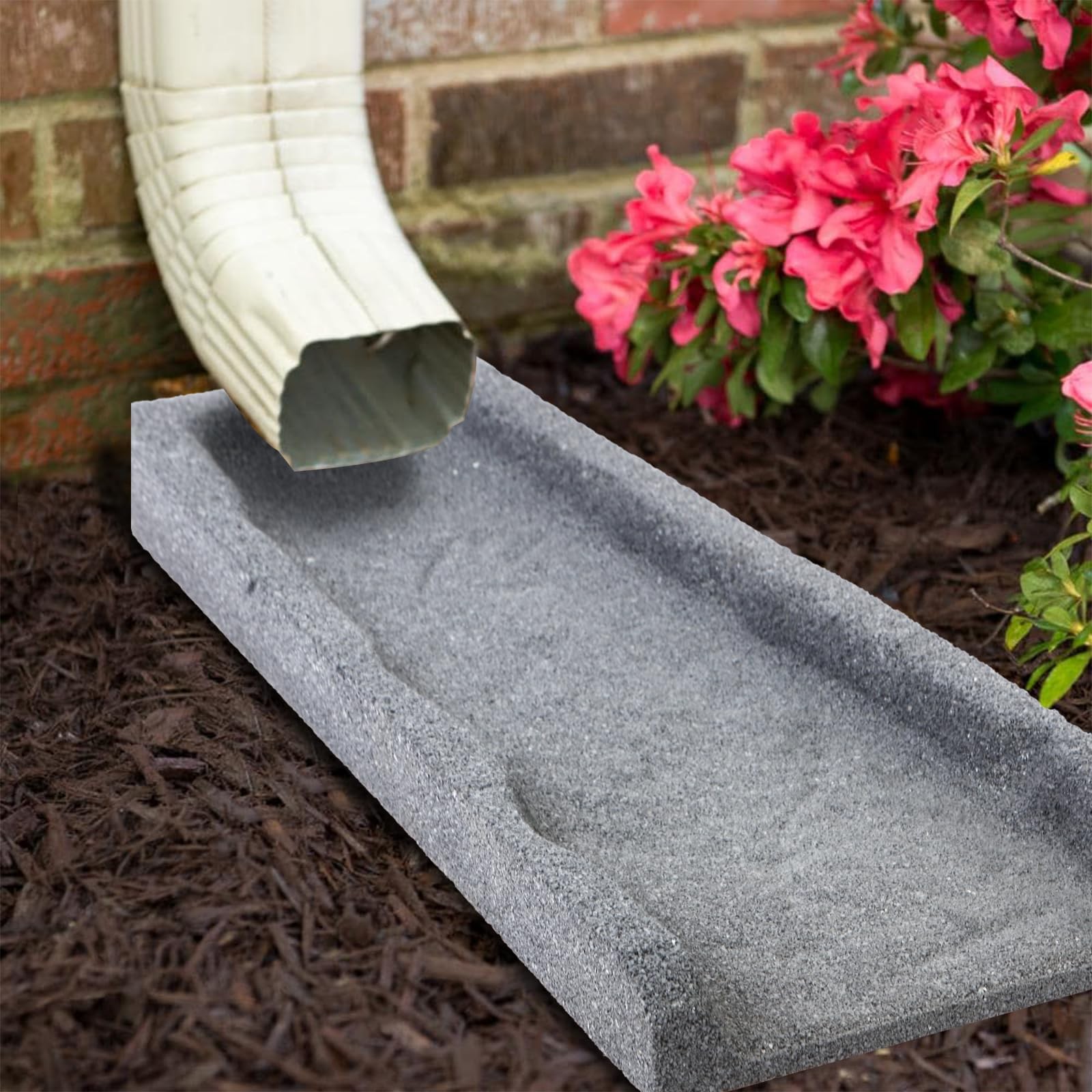 Sekcen 2 Pack Rubber Downspout Splash Block Rain Gutter Down Spout Drain Gray