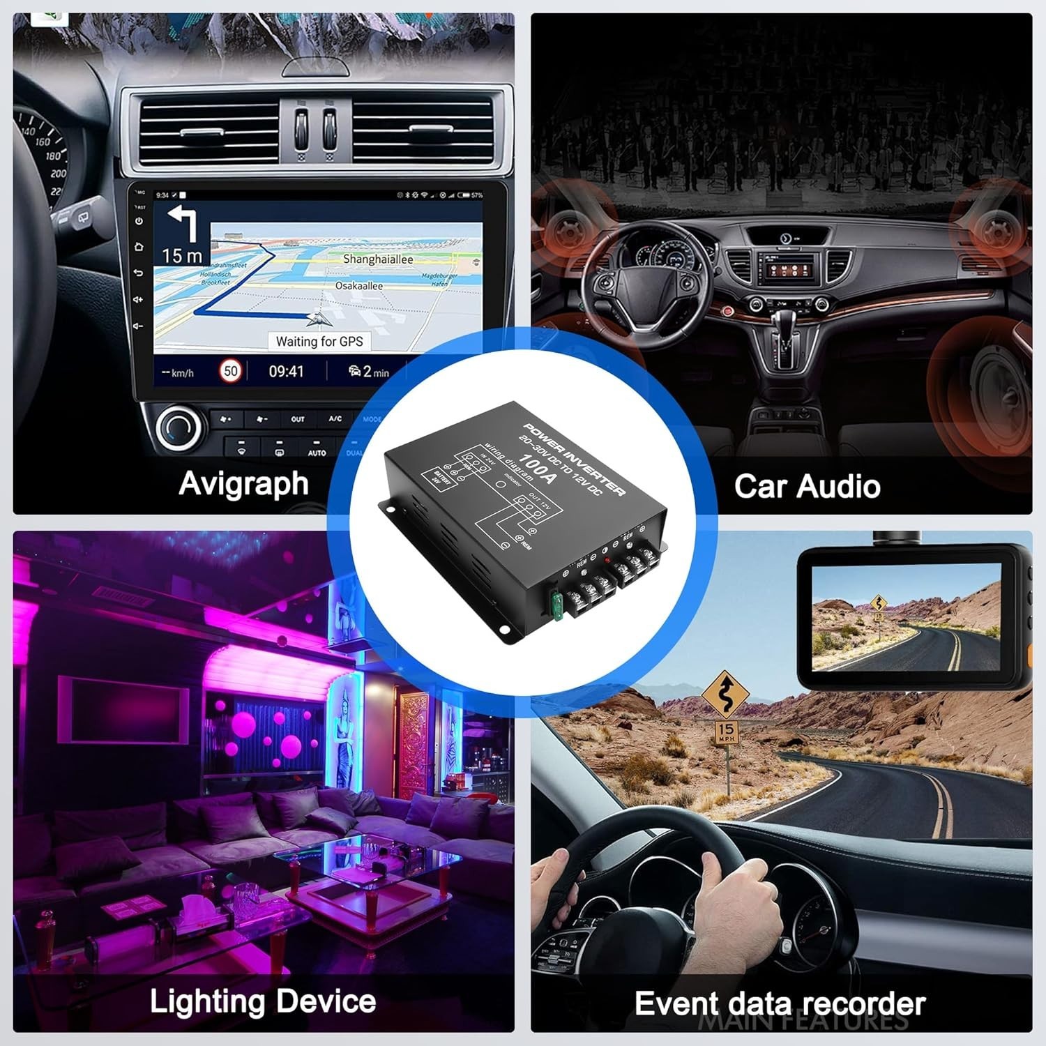24V to 12V DC Step-Down Converter 100A 1200W for Car Truck Vehicle