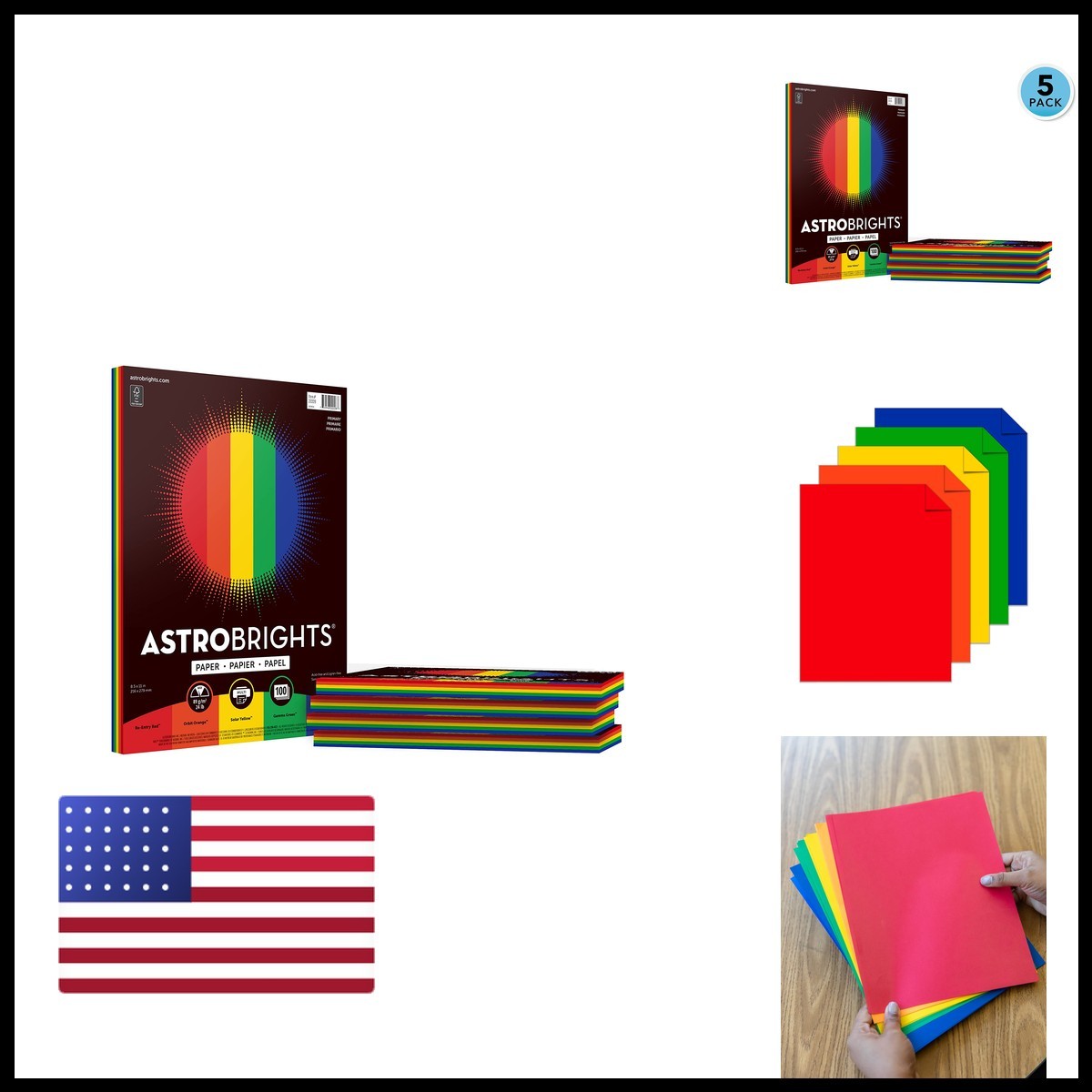 Astrobrights Colored Paper, 8.5″ x 11″ 24 lb/89 – 500 Sheets In Total (22228)