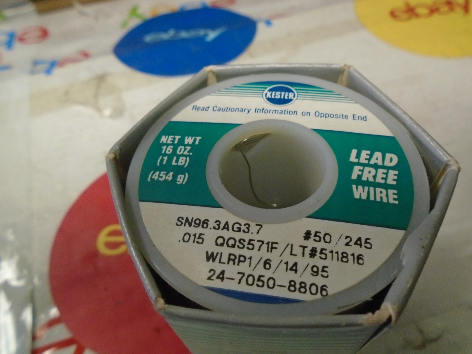 Kester 24-7050-8806 Lead Free Solder Wire Sn96.3 Ag3.7 .015 1lb