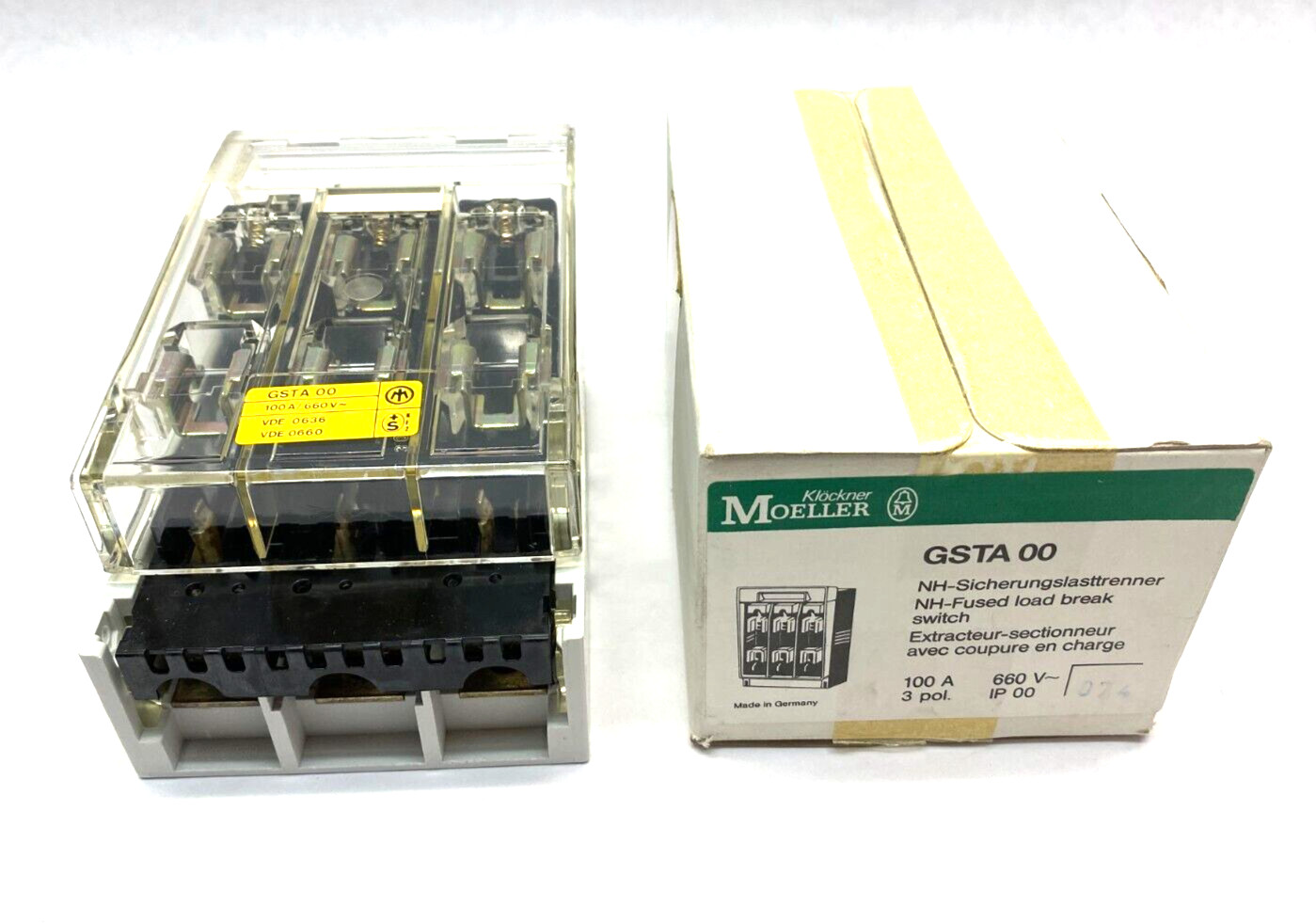 Moeller GSTA 00 100A/660V NH-Fused Load Break Switch Clear Cover 3-Pole IP 00