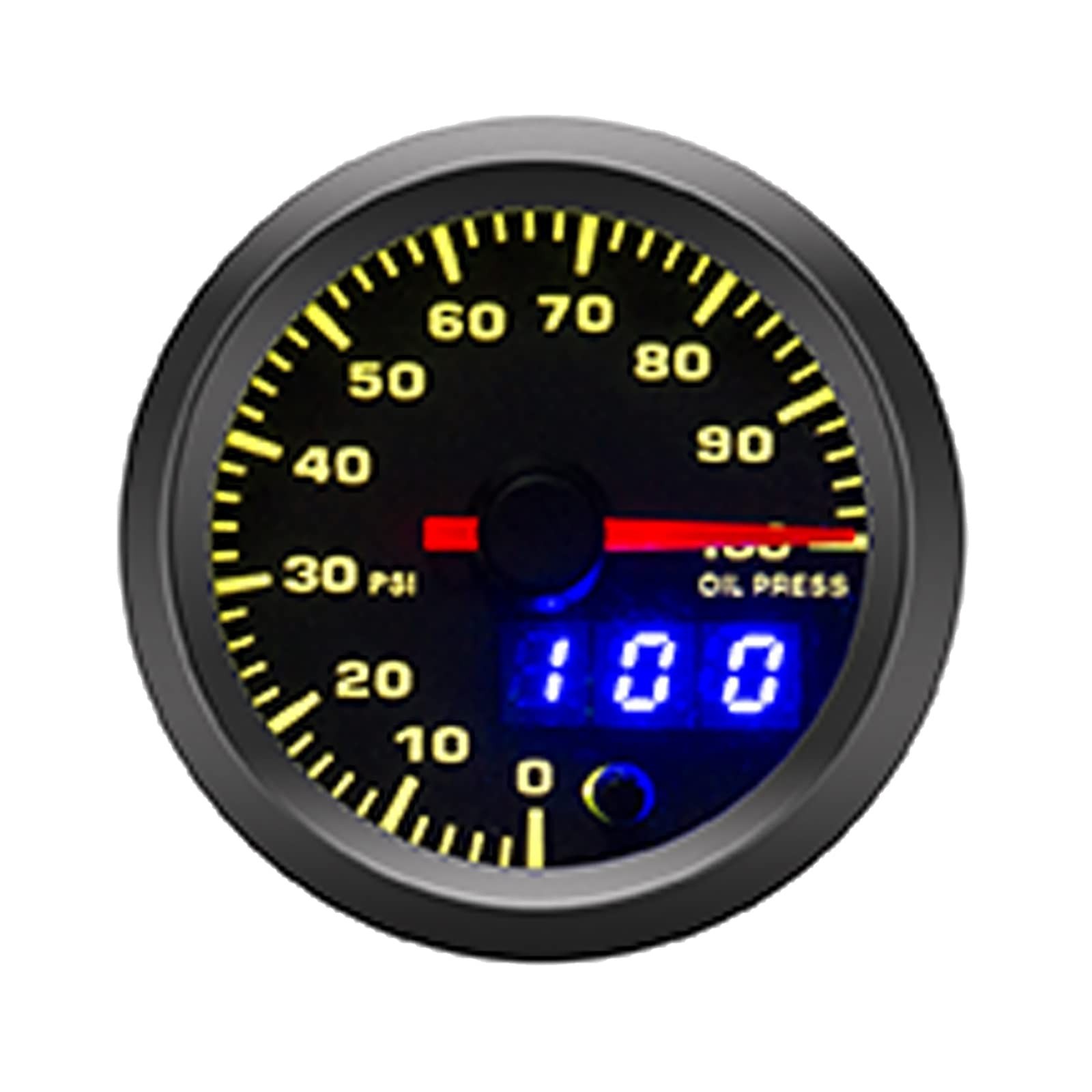 2-1/16″ 52mm Oil Pressure Gauge Kit 7 Color 0 to 100 PSI Pointer & … Fast Ship