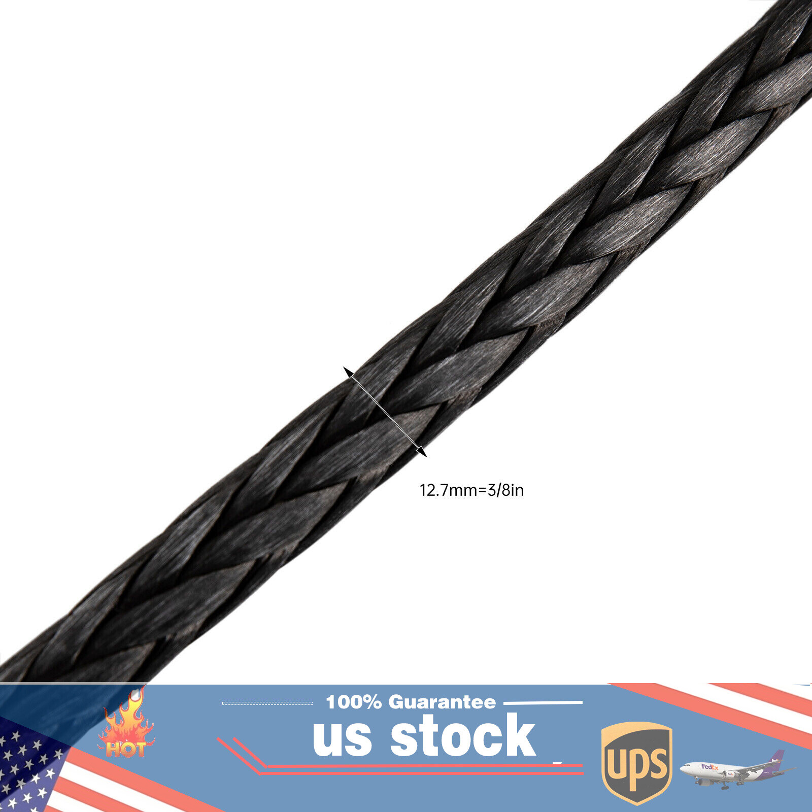 1/2″x92ft Synthetic Winch Line Cable Rope With Sleeve + Winch Hook For ATV UTV