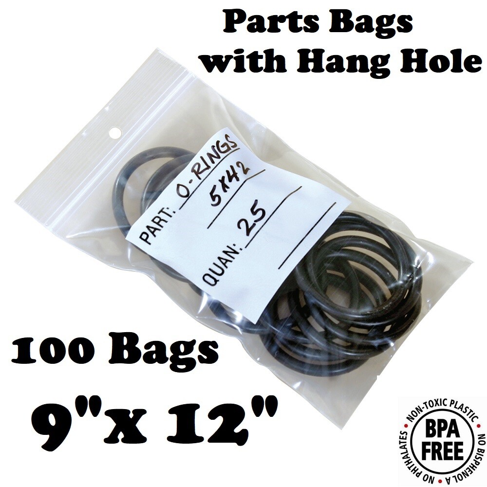 100 PARTS BAGS 9″ x 12″ RECLOSABLE ZIP SEAL HANG HOLE BLOCK 4Mil HEAVY TOP LOCK