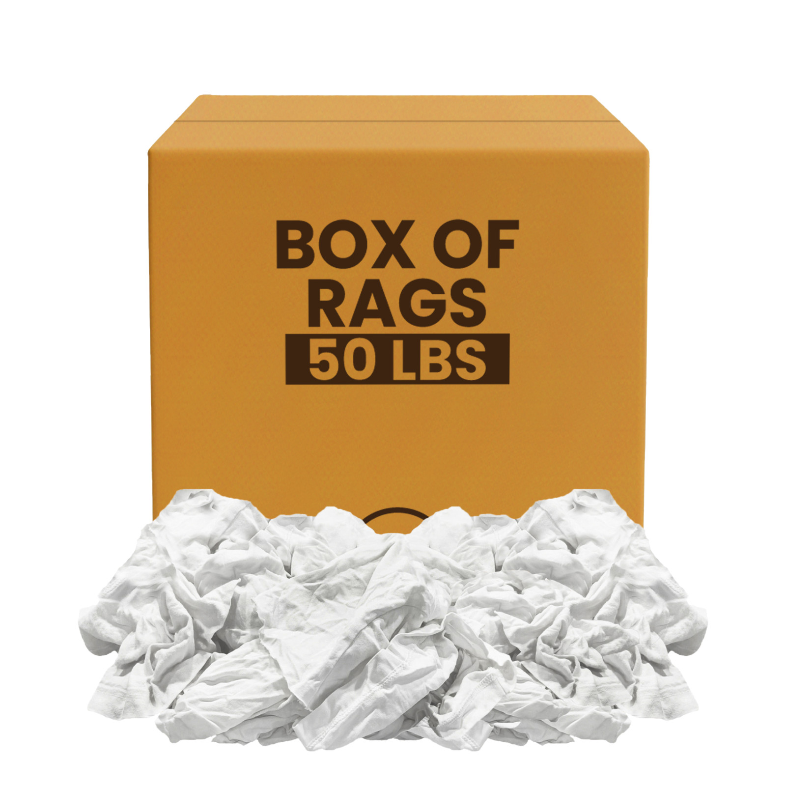 White Knit Rags 50 LB Box – T-Shirt Wiping Bulk Cleaning Cloths