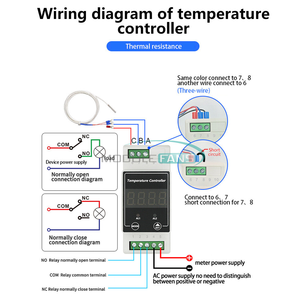 Din Rail Intelligent Digital Temp Controller Thermostat AC100-240V DC8-24V