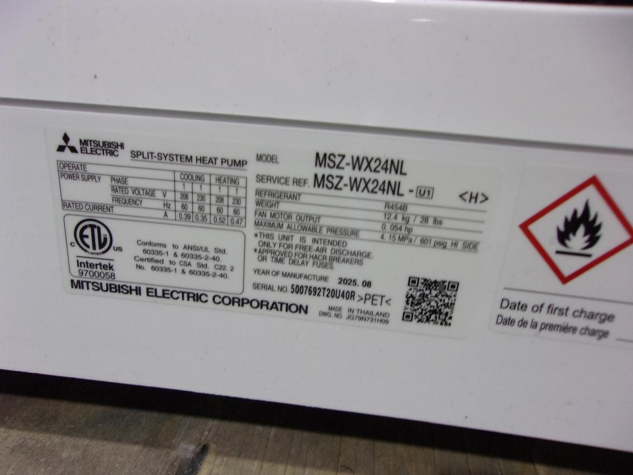 MITSUBISHI Scratch & Dent Central Air Conditioner Mini Split System MUZ-WX24NL +