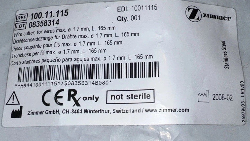 NEW Zimmer Surgical Wire Cutter