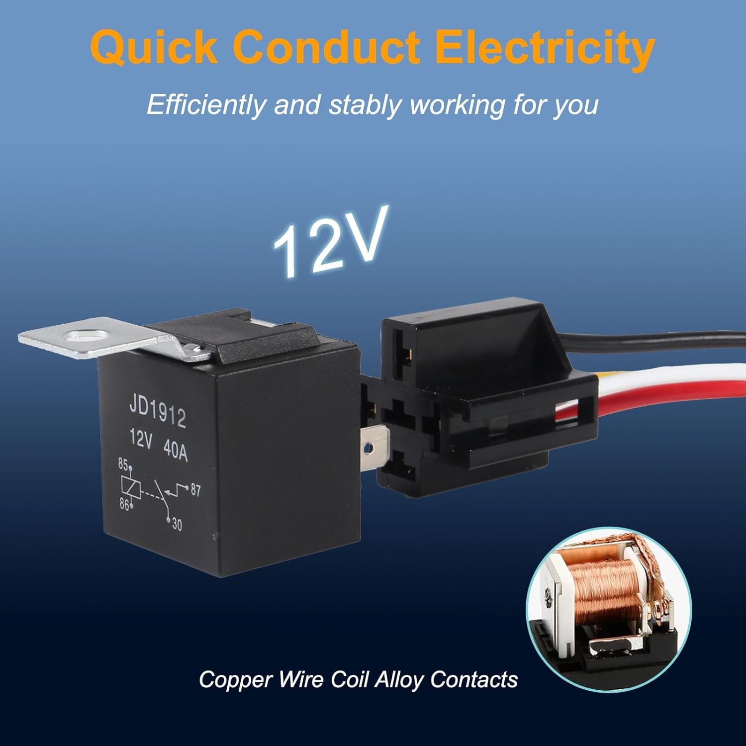 DIANN 2pcs Car Relay with Harness 12V 40A 4 Pin SPST Harness Sockets with Color