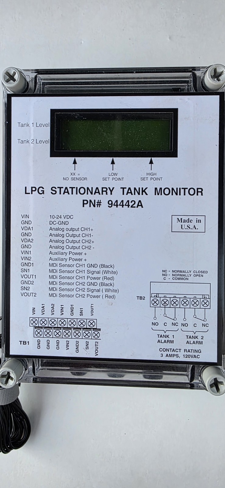 Micro Design Inc MDi LPG Stationary Tank Monitor STM94442A Dual Channel