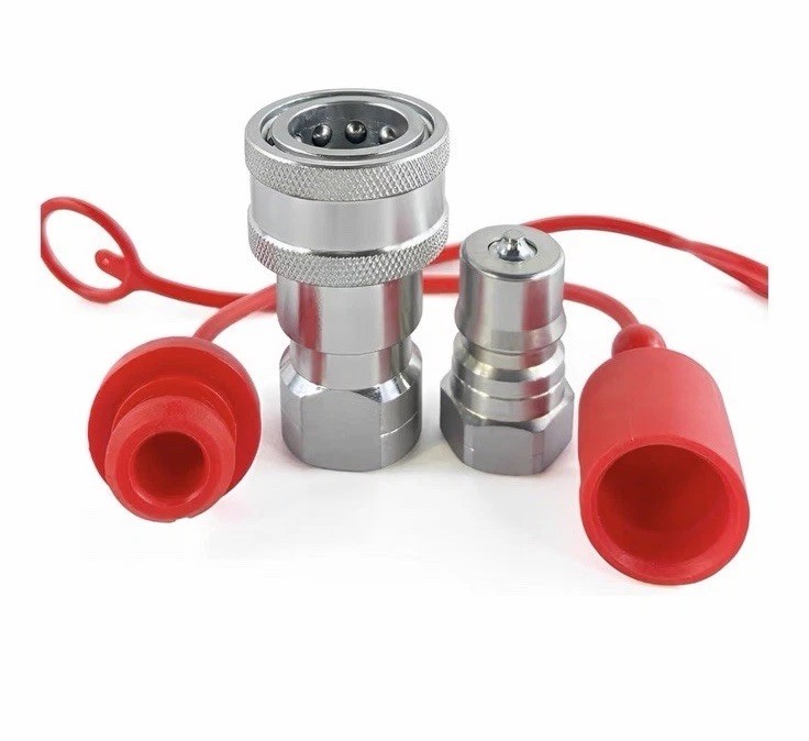 New In Box! 1/2″ NPT Thread ISO7241-B Hydraulic Quick Couplers w. Dust Caps