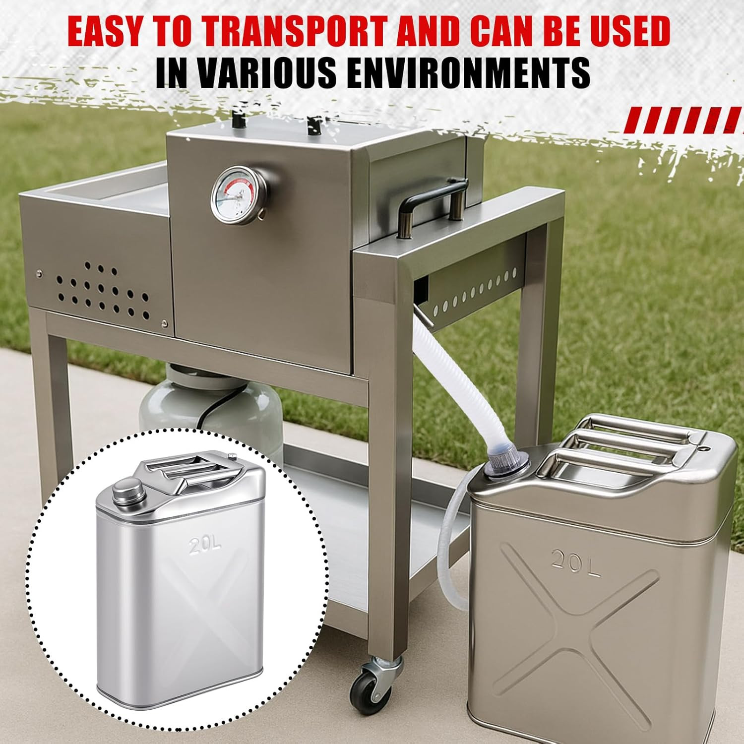 1 Pcs 5 Gallon Stainless Cooking Oil Storage Can Commercial 304 Food Safety