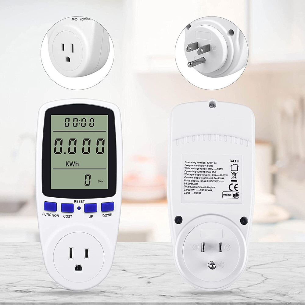 LCD Digital Outlet Power Meter Energy Monitor Volt Watt Electricity Usage Tester