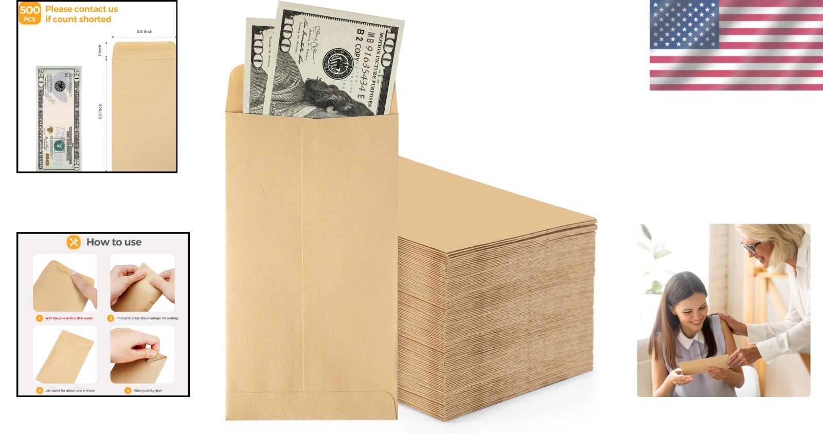 ACKO Coin Money Envelopes – 500 Pack of Durable Kraft Small Budget Envelopes …