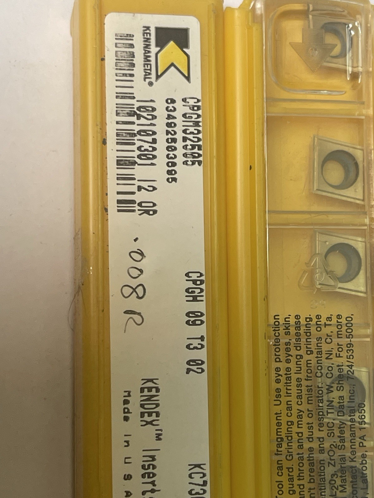 Kennametal Carbide Inserts CPGM32505 / CPGH09T302 KC730 QTY. 10 (26MY593)