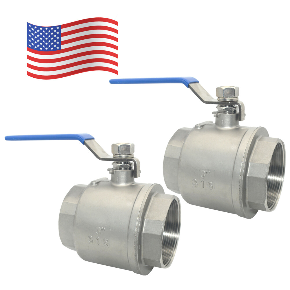 3 inch 3″ Ball Valve,316 Stainless Steel Full Port,2-Piece, 1000WOG 2Pack