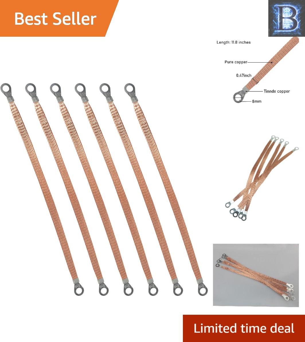 6pcs Oxygen-Free Copper Braided Ground Straps – 11.8 Inch Versatile Wiring
