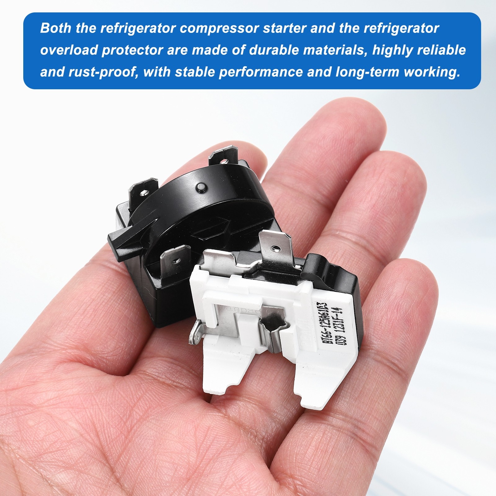 PTC Refrigerator Starter Relay 12 Ohm 3 Pin and 1/3HP Overload Protector
