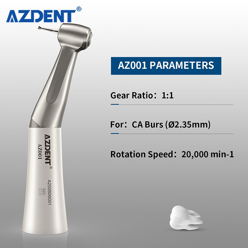 AZDENT Dental 1:1 Direct Drive Low Speed Handpiece Contra Angle Push Button FDA