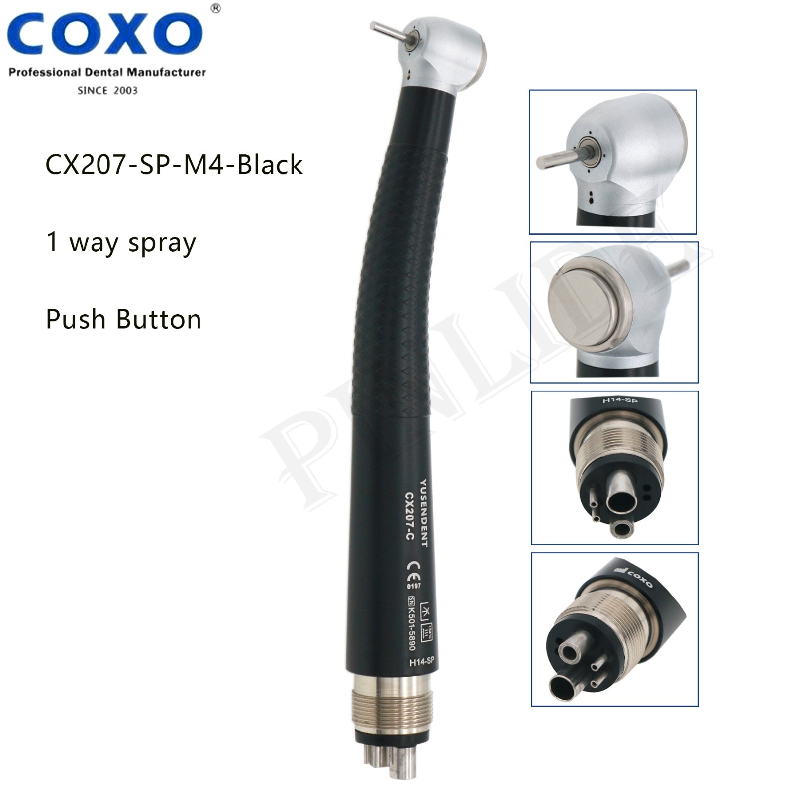 US COXO Dental High Speed Colorful Handpiece CX207-C Air Turbine 4 Holes M4 Blue
