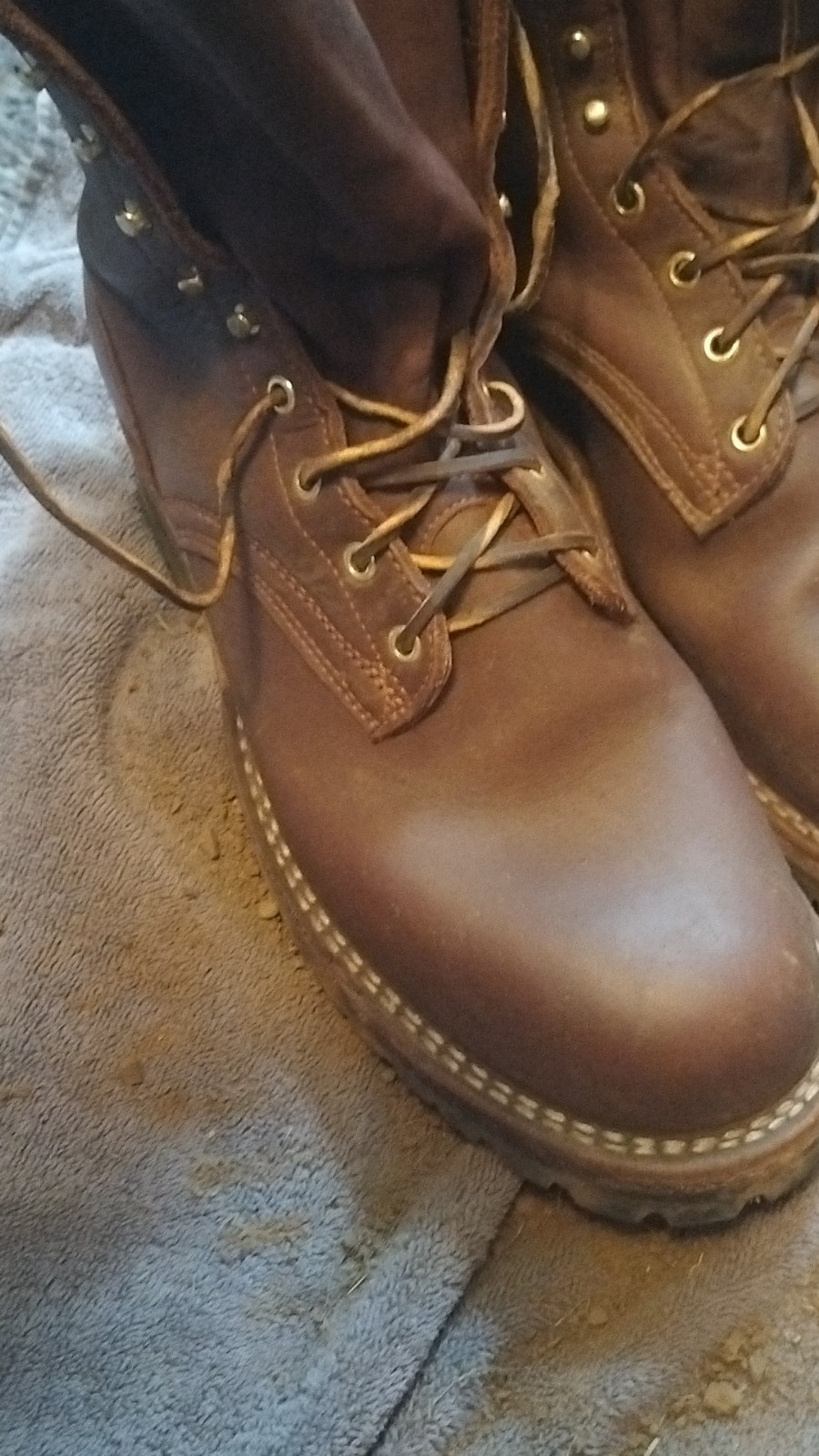 Frank’s Brown Leather Men’s Industrial Work Boots Durable Construction Footwear