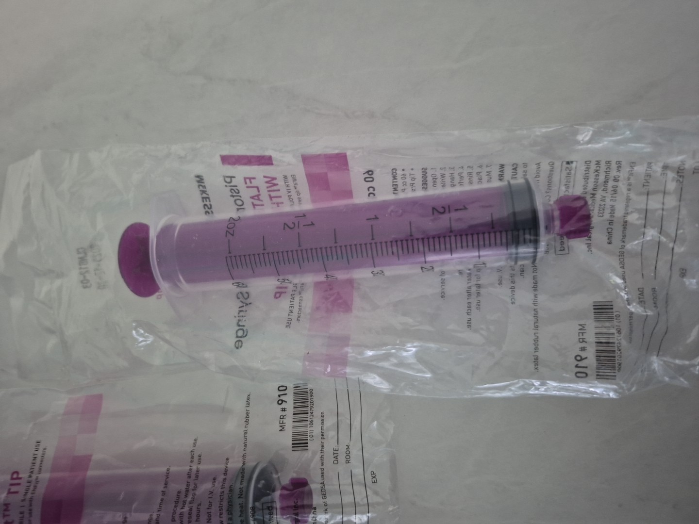 McKesson/Piston Irrigation Syringe/Flat Top ENFit Tip 60cc/Lot Of 5/NEW
