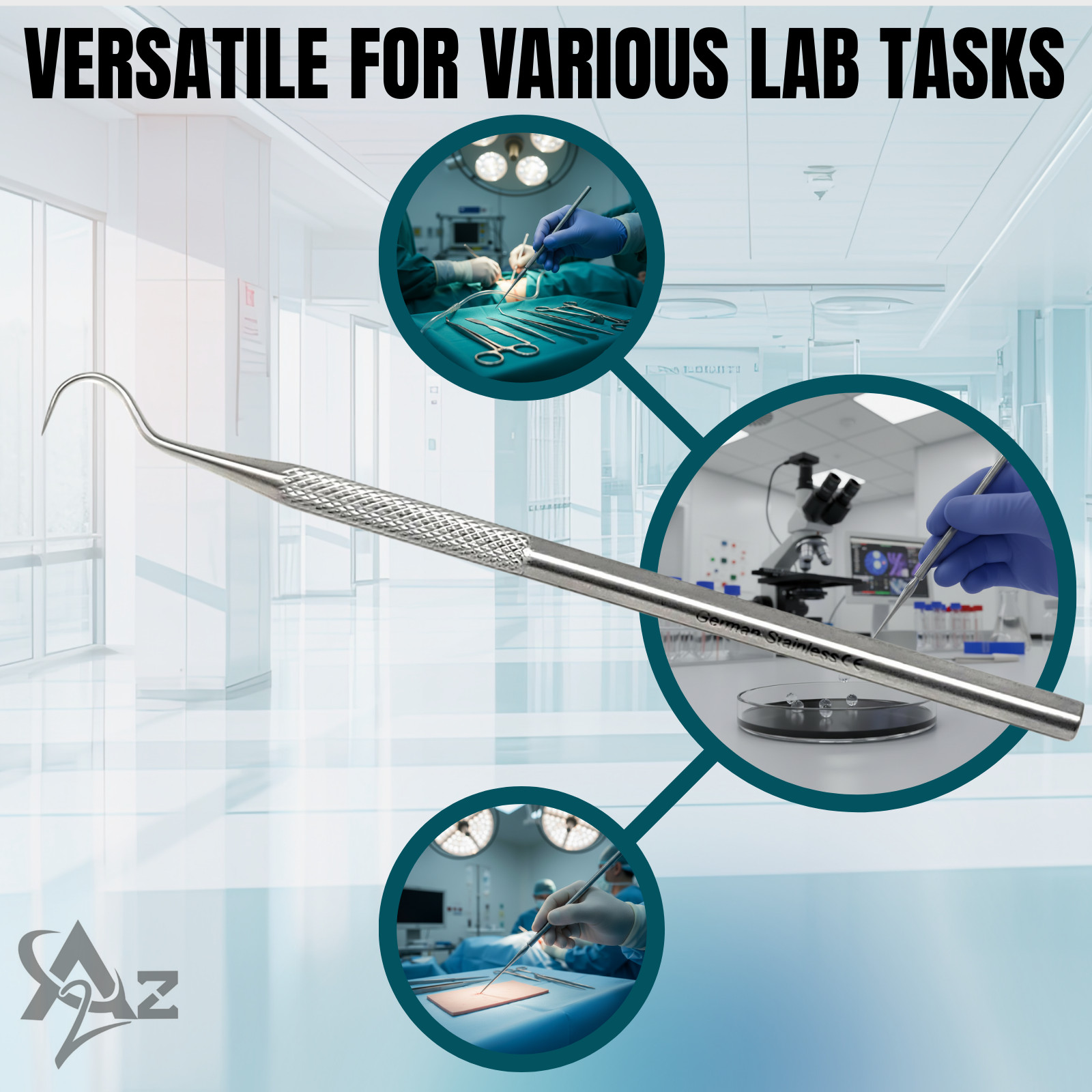 1Pcs Dissecting Probes Curved Hook Needle Point Surgical Instrument German Steel