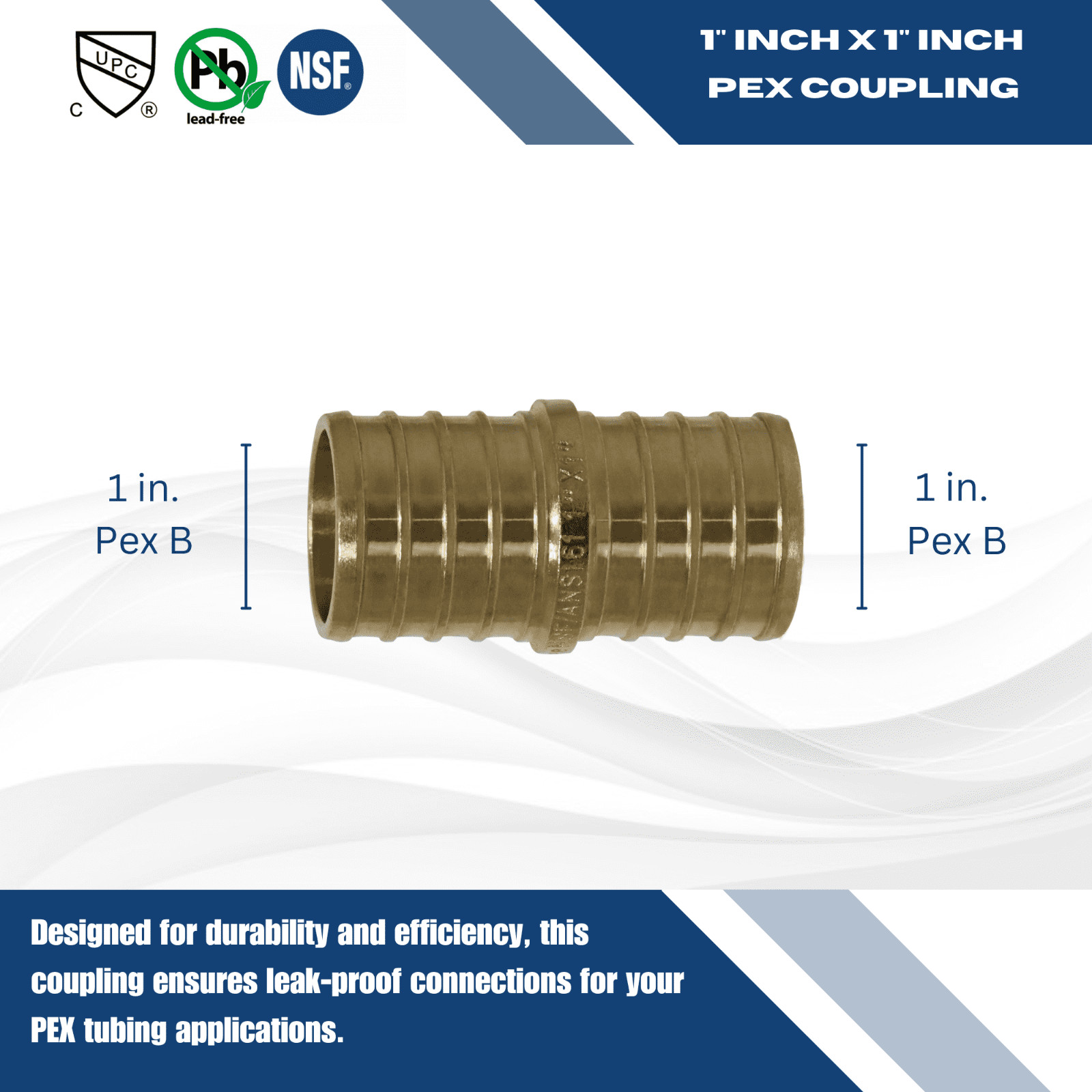 25 Pcs. XFITTING 1″ Pex Coupling – Lead Free One Inch Crimp Coupling 23-1-4=25