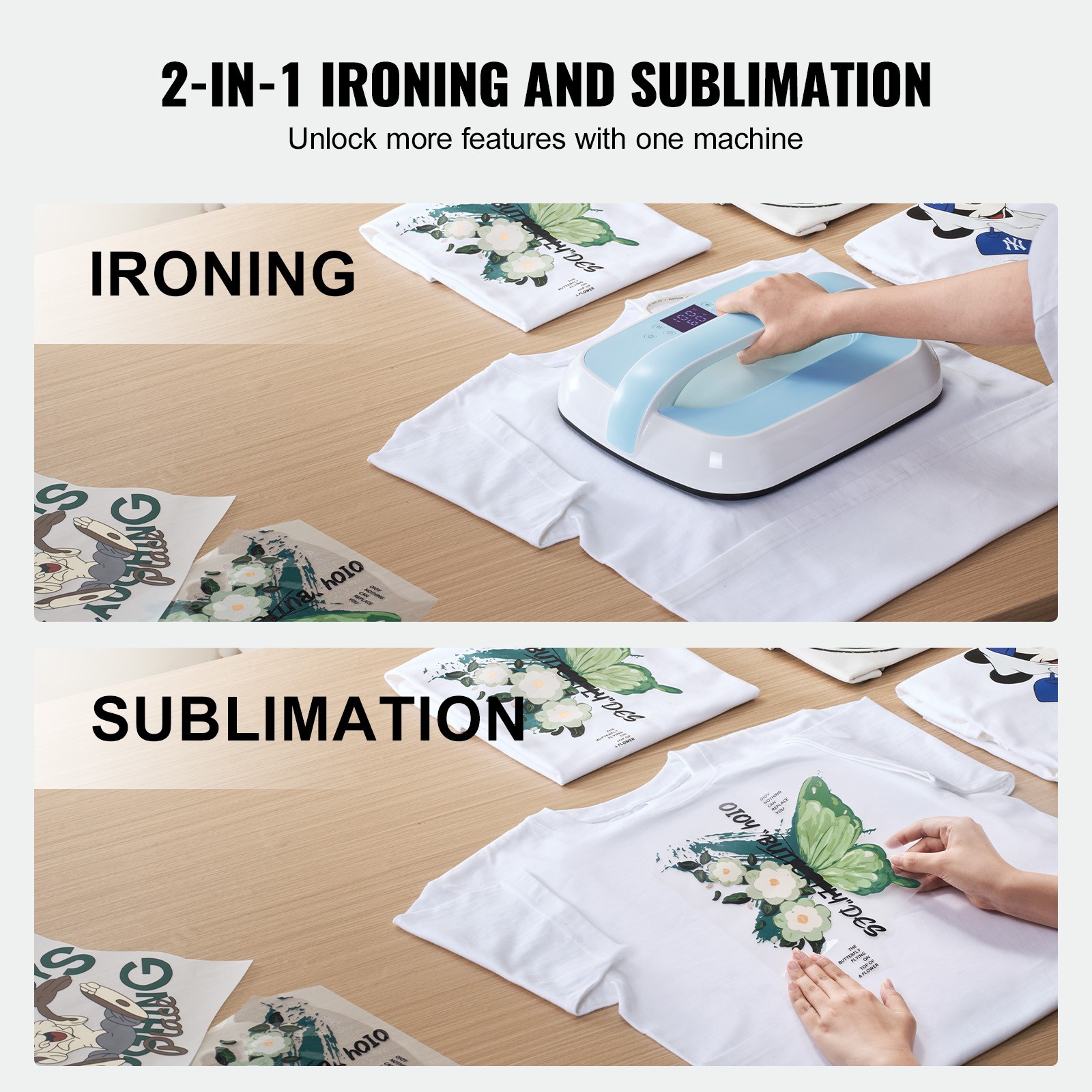 Heat Press Machine 12 x 10 in Portable Heat Transfer Machine Blue+White