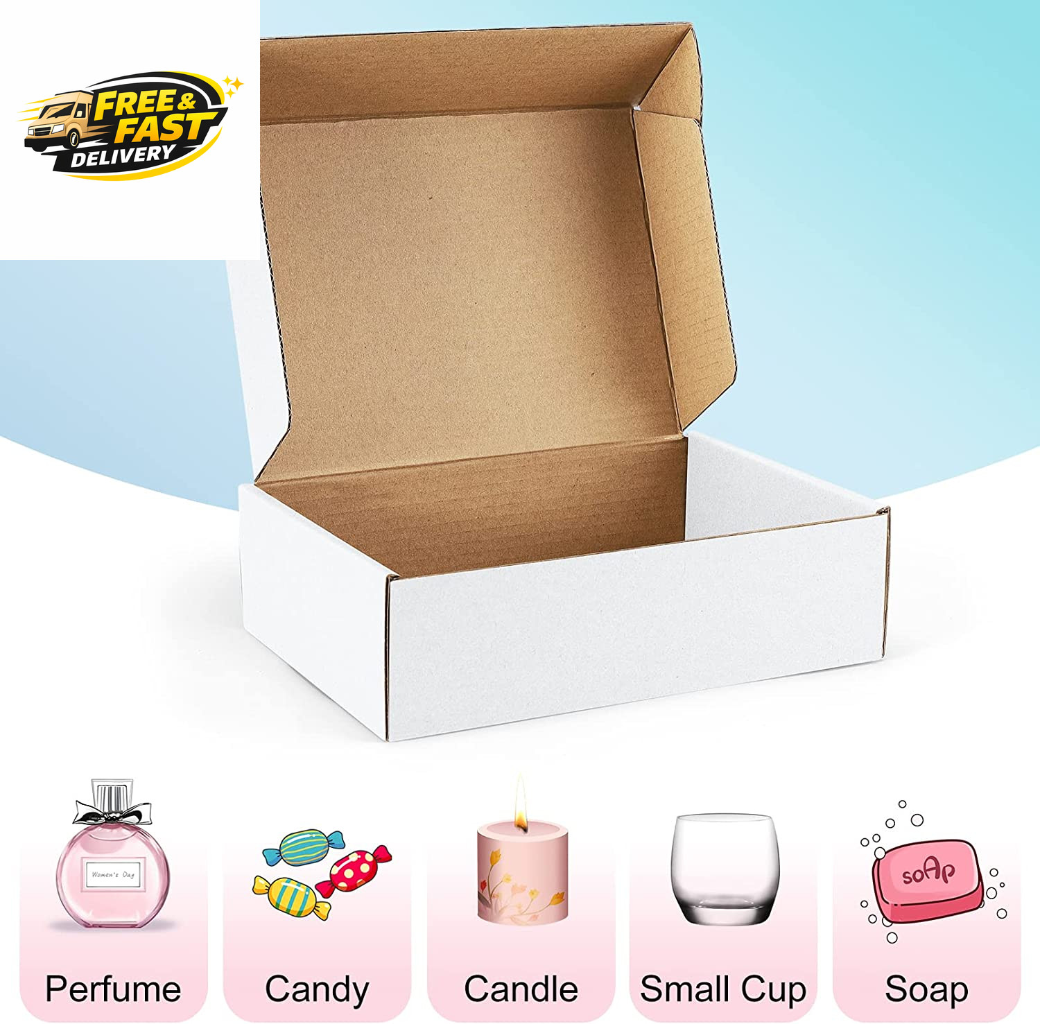 Shipping Boxes 7X5X2 Inches White Small Mailing Boxes 25 Pack Cardboard