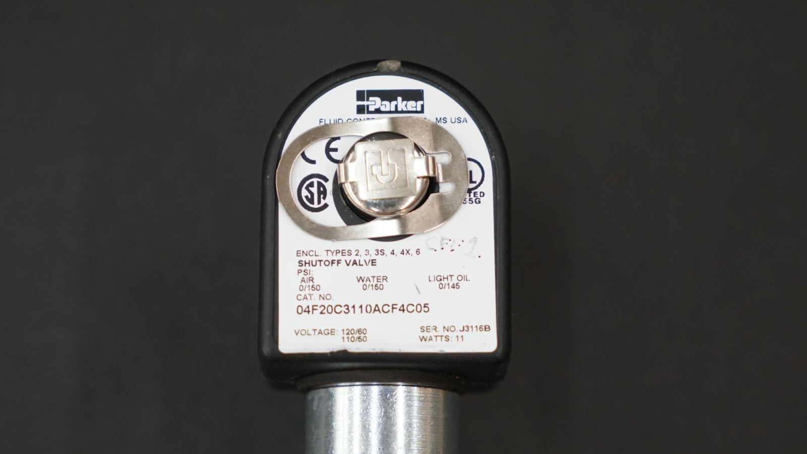 PARKER 04F20C3110ACF4C05 Gold Ring Solenoid Valve, 2-Way, 1/4″ NPT, 120VAC