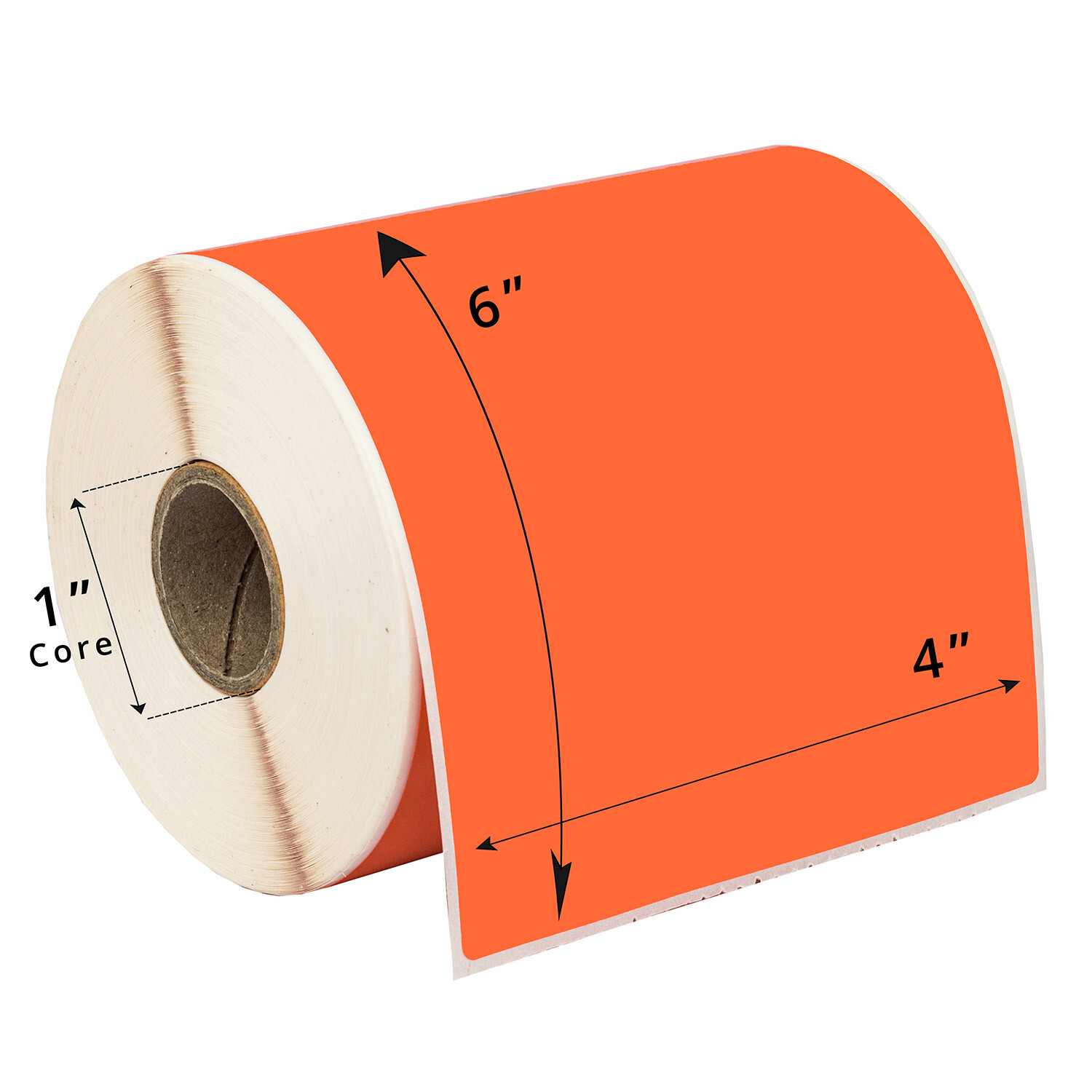 ZEBRA 4×6 COLOR (4″ x 6″) ORANGE Direct Thermal Labels 1″ Core – (19) Rolls/250